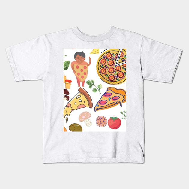 Pizza Pattern Kids T-Shirt by SomebodyArts